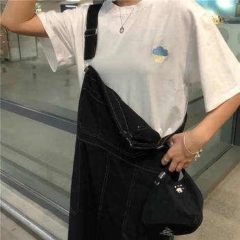 T-marškinėliai Moterims Harajuku Mados Atsitiktinis Visas rungtynes korėjos Stiliaus ulzzang Moteriški Drabužiai oro siuvinėjimas, marškinėliai Paprasta Viršūnės