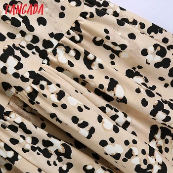 Tangada Mados Moterų Leopardas Spausdinti Marškinėliai Suknelė Prarasti Derliaus ilgomis Rankovėmis Atsitiktinis Ponios Midi Suknelė BE225