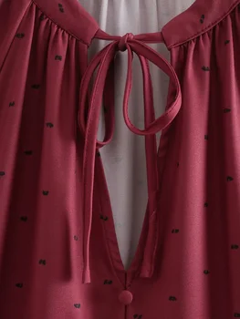 Toppies Moteris Spausdinimo Mini Suknelė Žibintų Rankovėmis Palaidinės Nėrinių Suknelė-iki kaklo Spliced Prarasti Smocks