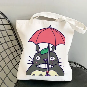 Totoro pirkinių krepšys medvilnės bolsa drobės pirkinių krepšys string džiuto audiniai patraukti