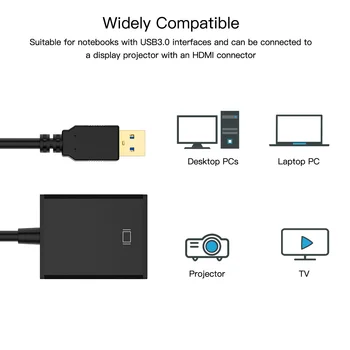 USB 3.0 HDMI HD 1080P Vaizdo Kabelis Adapteris Keitiklis Vyrų ir Moterų USB3.0 HDMI Adapteris, Skirtas 