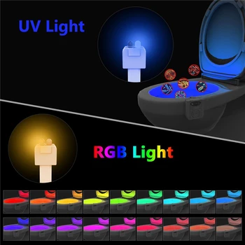 UV Sterilizavimo Tualetas Šviesos 16 Spalvų Keitimas PIR Judesio Jutiklis RGB LED Šviesos Su Aromaterapija