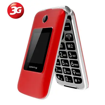 Ushining 3G Judriojo Apversti Telefono Funkcija, Telefonas Dual Screen Dual SIM Red 3G Atrakinta Vyresnysis Telefonai, Didelis Mygtuką Lengva Naudoti Telefono