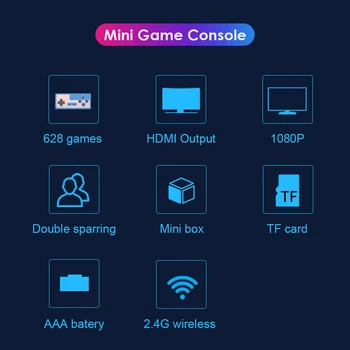 VODOOL USB Wireless Handheld TV Vaizdo Žaidimų Konsolės Statyti 628 Klasikinis Žaidimas 4K 8 Bitų Mini Vaizdo Konsolės Paramos HDMI Išėjimas