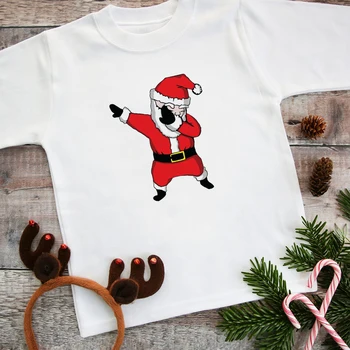 Vaikai Mergaitės ir Berniukai, Juokingas Kalėdų marškinėliai Drabužių Kūdikis, Kalėdų Senelis Marškinėliai Vaikams Drabužių Viršūnes Marškinėlius (T-shirt Balta Tees
