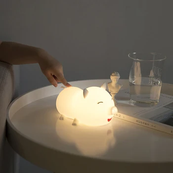 Vaikai Naktį Šviesos Piggy LED Jutiklinis Kontrolės naktinė lempa Nuotaika Lempa Nešiojama USB Įkrovimo Multi-Spalva Keičiasi Miegamojo Lempa