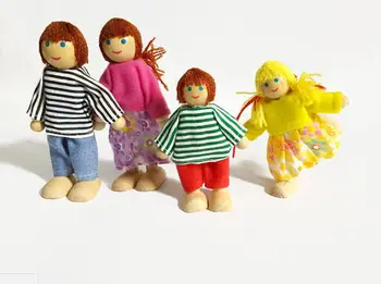 Vaikai Rožinė Medinės Lėlės Baldai 6 Kambariai su Lėlėmis Visas Medinių Virtuvės, Miegamojo Žaislas Lėlės Namas Merginos Gimtadienio Dovana