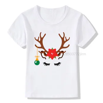 Vaikai Vienaragis Veido Kalėdų Spausdinti Marškinėliai Vaikams Linksmų Kalėdų Drabužius T-shirts Boy&Girl Kalėdų Dovanų Marškinėlius Baby