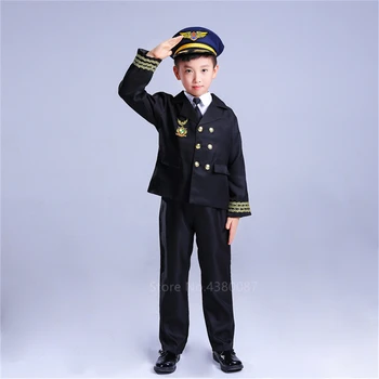 Vaikai karinių Oro Pajėgų Berniukų Airplan Pilotas Kapitonas Vienodas Halloween Carnival 