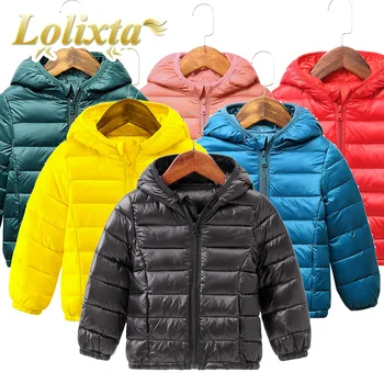 Vaikams 1-10 metų rudens ir žiemos pagrindinio šiltas gobtuvu žemyn paltai mergaitės berniukai saldainiai spalvų švarkai viršutiniai drabužiai vaikams, drabužiai