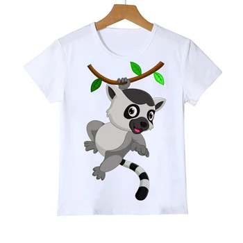 Vaikiški marškinėliai mielas ir juokingas panda beždžionių gyvūnų surinkimo animacinių filmų modelio marškinėliai vasarą, berniukai ir mergaitės, balti trumpomis rankovėmis viršų