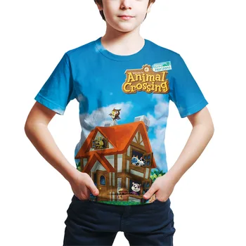 Vaikų Žaidimas Vasaros marškinėliai Animacinių filmų Gyvūnų Kirtimo trumpas Rankovės marškinėliai Žaidimas Jaunas Berniukas Juokingas Anime Filmą Drabužius 3D Vaiko marškinėliai