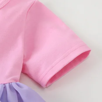 Vasaros 2021 Naujas Stilius Bamblys Kūdikių Mergaičių Spalvinga trumparankoviai Vaivorykštė Tinklelio Suknelė Mergaitėms Baby Princess Ilgos Suknelės, Drabužiai