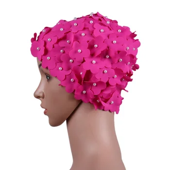 Vasaros Swimmiing Skrybėlę Baseinas Gėlės Žiedlapis Bžūp Nemokamai dydis Moterų Maudymosi Kepuraitė