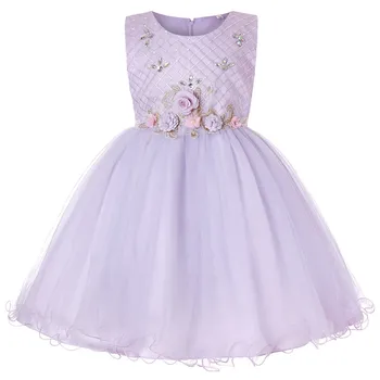 Vasarą Kūdikis Princesė Suknelė Mergaitėms, Drabužiai Zawalcowany aplikacijos Vestuves Suknelių Mada Vaikams Flower Dress Kostiumai Vaikams