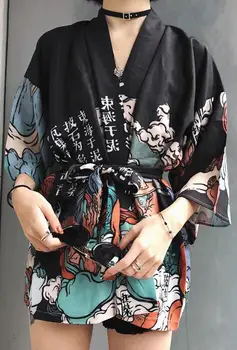 Vasarą Moteris Cardigan Japonų Kimono Yukata Megztinis Mados Moteris, Purus Suknelė