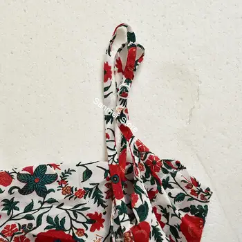 Vasarą Moterys Mini Suknelė Spageti Dirželis Derliaus Gėlių Spausdinti Rankovių Off-pečių Dvi Spalvos, Seksualus Ponios Suknelės Diržas