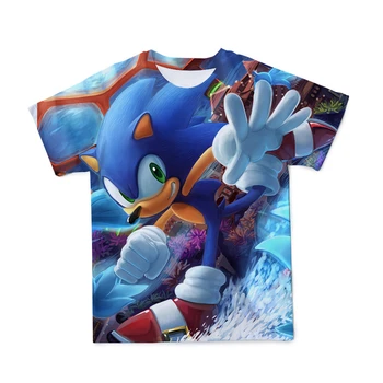Vasarą Naujos Sonic the Hedgehog marškinėliai 3d Atspausdintas Animacinių filmų Marškinėlius Vaikų Drabužių Berniukų Marškinėliai Mergaičių Gražus Streetwear Atsitiktinis Viršūnės