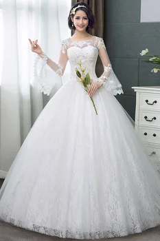 Vestuvinė Suknelė Nėrinių Princesė Dream Vestuvių Suknelės Nuotaka Ilgomis Rankovėmis Suknelės Kamuolys Chalatai