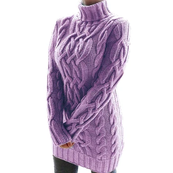 Vyno Raudona Negabaritinių Golfo Megztinis Suknelė Moterims Šiltas Rudens ir Žiemos Drabužių Mezgimo Megztiniai Megztinis Mujer 2020 m.