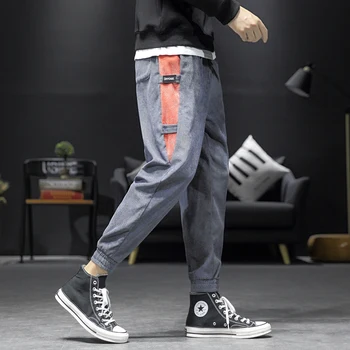 Vyrai Spalvos Bloką Kratinys Krovinių Haremas Poilsiu Kelnes Streetwear Mens Harajuku Hip-Hop Hipster Atsitiktinis Sweatpants Kelnės Kelnės