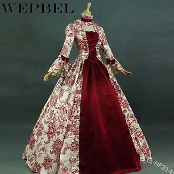 WEPBEL Gotikos Medvilnės Suknelė Trimitas Rankovėmis Viktorijos Laikotarpio Masquerade Ball Tematikos Suknelė
