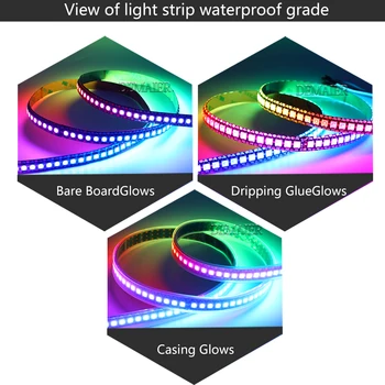WS2812B Smart led pikselių RGB streifen licht , 1m/144led schwarz/Weiß PCB Wasserdicht IP30/65/67 DC5V WS2812 Adressierbaren