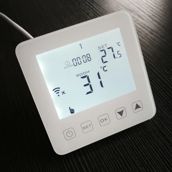 WiFi Smart Termostatas Echo Alexa Balso Kontrolė Vandens Grindų Šildymo LCD Jutiklinis Ekranas Patalpos Temperatūros Reguliatorius 3A 100-240VAC