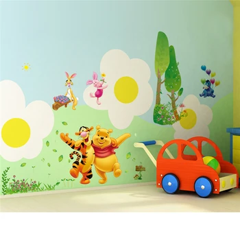 Winnie Pooh Bear Tigras Sienų Lipdukai Vaikų Kambario Dekoracija Gyvūnų Filmą Home Lipdukai Jam Prilygintą Išsilavinimą Meno Plakatai