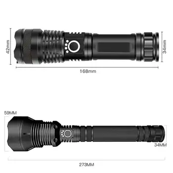 XHP50 XHP70 LED Žibintuvėlis USB Įkrovimo Galios Ekranas, Galingas Žibintuvėlis 18650 26650 Nešiojamą P50 P70 Flash Šviesos Lempos Zoomable