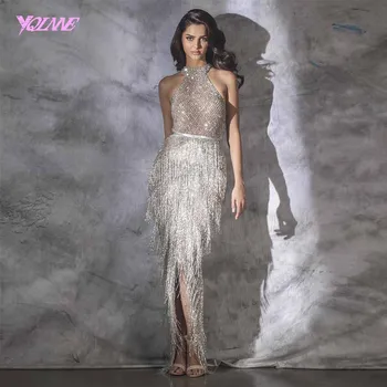 YQLNNE 2020 Prabanga Apynasrio Cirkonio vakarinę Suknelę Inscenizacija Suknelė be Rankovių Undinė Ritininės Chalatas De Soiree