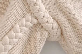 ZA O Kaklo, ilgomis Rankovėmis Moterų Megztinis 2020 Mados Pečių Pagalvėlės Apkarpytos Kabelis-megztiniai (Puloveriai Moterų Derliaus Prašmatnus harajuku Viršūnės