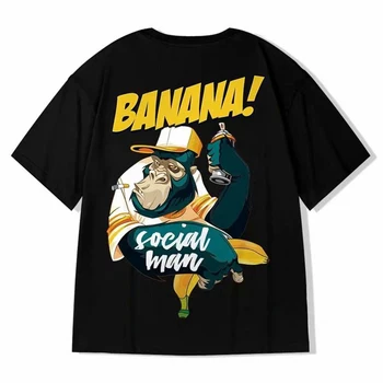 ZAZOMDE Hip-Hop mens medvilnės marškinėliai mados laisvi vyrai BF studentų bananų spausdinti trumparankoviai tees kietas vyras dėvėti Apvalios kaklo marškinėlius