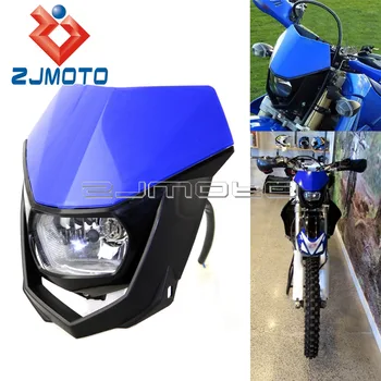ZJMOTO 35W H4 priekinis žibintas Lauktuvės Mėlyna Off Road Motociklo priekinis žibintas Enduro Žibintai Už Yamaha YZ YZF WR WRF DT XT