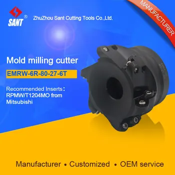 Zhuzhou Sant Veido Frezavimo Cutter EMRW-6R-80-27-6T už karbido Įdėklai RPMW/T1204MO