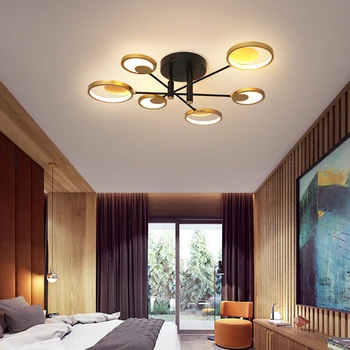 Šiuolaikinių Led Šviestuvo gyvenimo kambario, miegamasis, studijų kambaryje blizgesio de plafond Aukso LED Lubų Liustra apšvietimo, miegamojo namuose