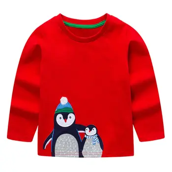Šokinėja Metrų pingvinas ilgomis Rankovėmis Viršūnes Drabužius 2018 Prekės Inžinerijos Vaikų marškinėliai, Drabužiai Vaikams, Marškinėliai Rudenį Auto Medvilnės