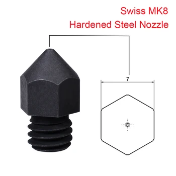 Šveicarijos MK8 Grūdinto Plieno Antgalis 0.2/0.4/0.6/0.8 MM 1.75 MM kaitinimo Siūlelio MK8 Ekstruderiu Hotend 3D Spausdintuvo Dalys Ender 3 CR10 Blokuoti