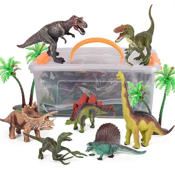 Žaislas dinozauras Paveikslas w/ Veiklos Žaisti Mat & Medžiai, Švietimo Realus Dinozaurų Playset Sukurti Dino Pasaulyje, Įskaitant T-Rex