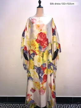 Žavinga Spausdinti italijos Kaftan Šilko Moterų suknelės, laisvos dydis Dashiki Afrikos moterų Vasaros suknelės Afrikos suknelės moterims