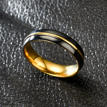 Žiedas Naujas volframo plieno žiedas Europos ir Amerikos naujus volframo plieno electroplated juodojo aukso vyrų ir moterų modelių, pora žiedas