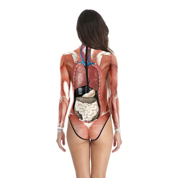 Žmogaus Audinių 3D Atspausdintas Mokymo Drabužius vidaus organų Drabužiai Organų ilgomis Rankovėmis Užtrauktuku maudymosi kostiumėlį, maudymosi Kostiumėliai Moterims