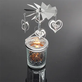 Žvakių Laikikliai Romantiška Pasukimo Verpimo Tealight Žvakė Metalo Arbatos Šviesos Turėtojo Karuselė Namų Puošybai