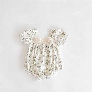 0-24m kūdikių mergaičių gėlėti romper vasaros trumpomis rankovėmis medvilnės jumpsuit naujagimiui kombinezonas vaikams kostiumų komplektus onesie