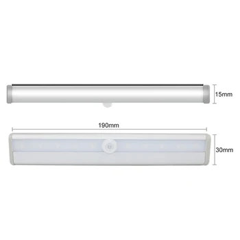 10 LED USB Portable Spinta Šviesos Judesio Detektorius Sienos Lempos Įkrovimo Judesio Jutiklis Nakties Šviesos Belaidžio LED Šviesos Juosta