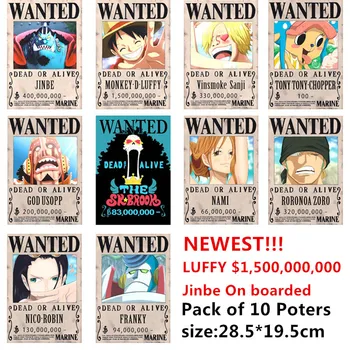 10 vnt./set Vienas Gabalas plakatas anime Luffy Jinbe Brook Sanji Chopper Nami NORĖJO 1,5 mlrd. šiaudų skrybėlę grupės pav žaislas 11 stilius