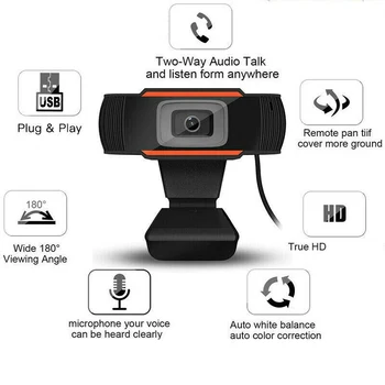 1080P Full HD Kamera, USB Kamera Pasukti Vaizdo Įrašymo Darbalaukio Web Kamera su Mikrofonu PC Kompiuteris