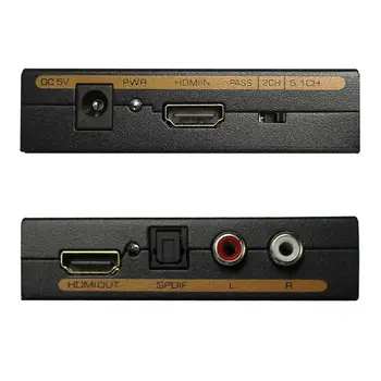 1080P HDMI audio extractor + Optinis TOSLINK SPDIF +L/R Audio Extractor Konverteris HDMI Audio Splitter