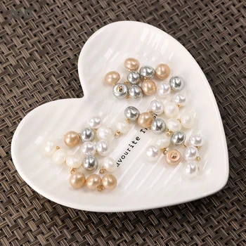 10pieces 10mm Perlų Mygtukai Drabužiai, Marškinėliai Amatų Šampano Sidabro Pilkos Plastmasės Snap Mygtuką Aukso Derliaus Dekoratyvinių Granulių