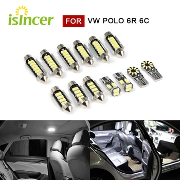 10vnt 13pcs Automobilių Baltos spalvos Interjeras, LED elektros Lemputes Paketą Rinkinys VW Polo 6R 6C skaityti grindų bagažo skyriaus apšvietimas